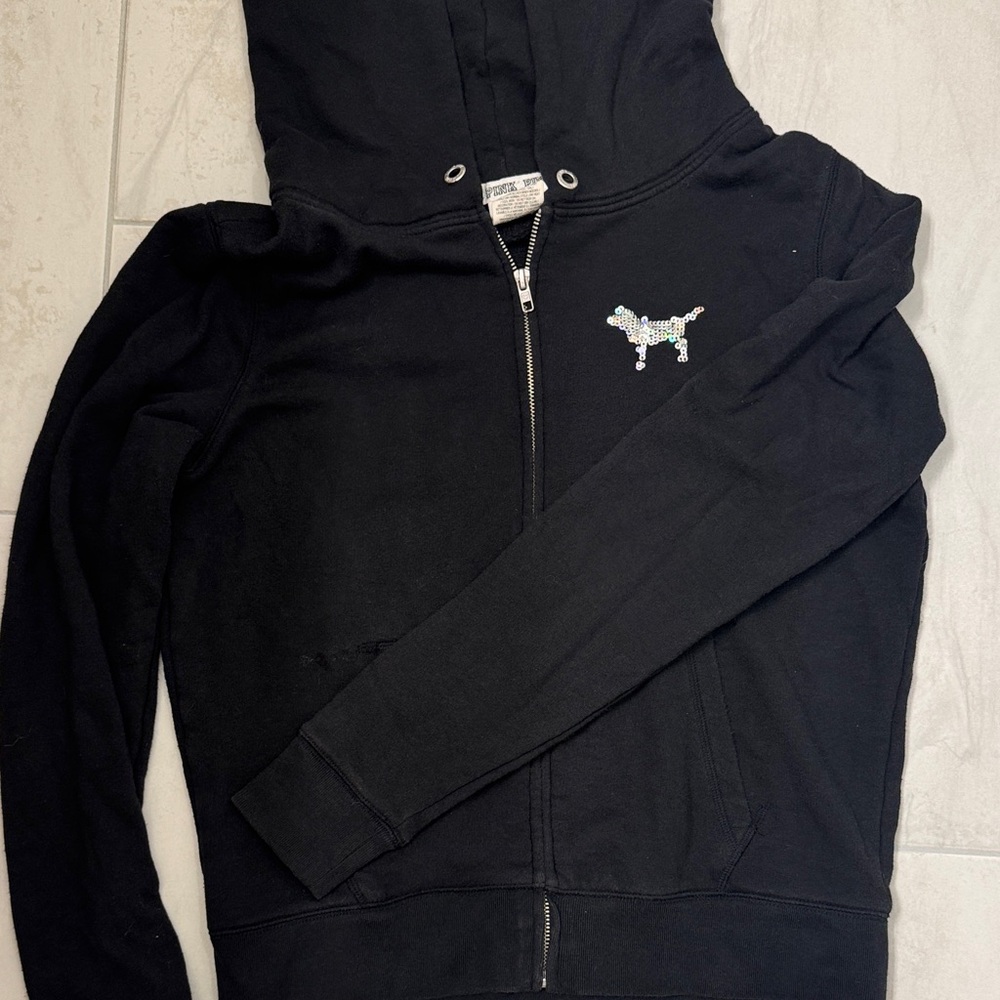 PINK Victoria's Secret Black Sequin Hoodie